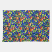 Granatapfel Muster dunkelblau und rotes Fruchtmosa Geschirrtuch (Horizontal)