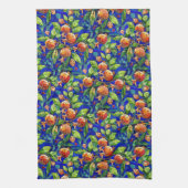 Granatapfel Muster dunkelblau und rotes Fruchtmosa Geschirrtuch (Vertikal)