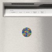 Granatapfel Muster dunkelblau und rotes Fruchtmosa Magnet (In Situ (Geschirrspüler))