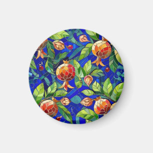 Granatapfel Muster dunkelblau und rotes Fruchtmosa Magnet