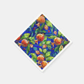 Granatapfel Muster dunkelblau und rotes Fruchtmosa Serviette (Ecke)