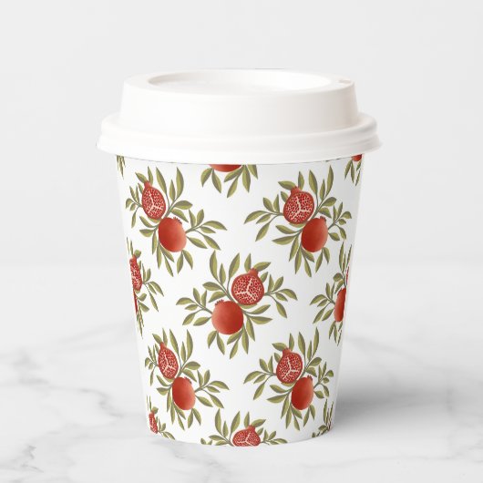 Granatapfel-Muster-Papierbecher Pappbecher (Vorderseite)