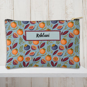 Granatapfel Orange Farn Lila Staubblau Monogramm Zubehörtasche
