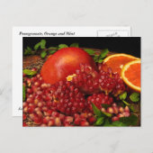 Granatapfel, Orange und Minze Postkarte (Vorne/Hinten)
