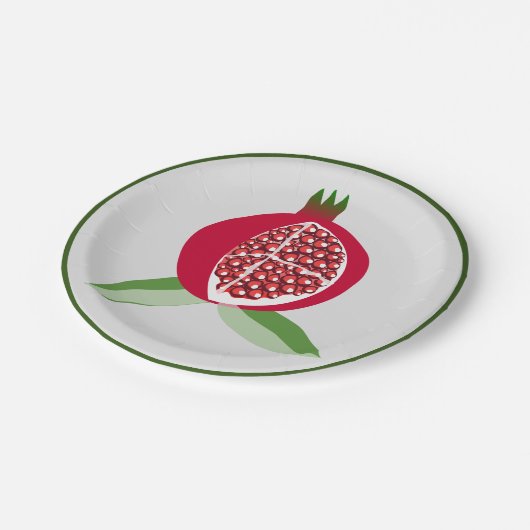 Granatapfel Pappteller (Schrägansicht)