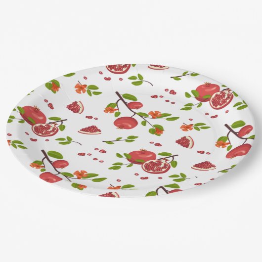 Granatäpfel Pappteller (Schrägansicht)