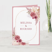 Granatapfel Rosa Florale Pampas QR Code Hochzeit Einladung (Vorderseite)