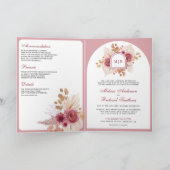 Granatapfel Rosa Florale Pampas QR Code Hochzeit Einladung (Innenseite)