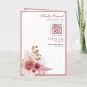 Granatapfel Rosa Florale Pampas QR Code Hochzeit Einladung (Rückseite)