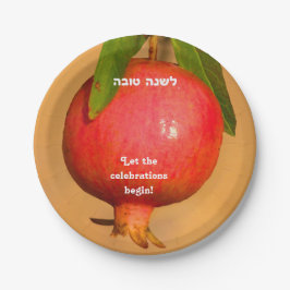 Granatapfel Rosh HaShana Pappteller