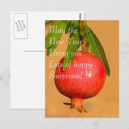 Granatapfel Rosh HaShana Postkarte (Vorne/Hinten)