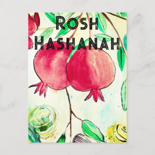 Granatapfel Rosh Hashanah Frucht Shana Tova Postkarte