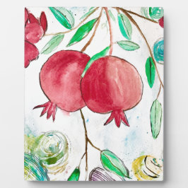 Granatapfel Rote Frucht Aquarellfarben tropische N Fotoplatte