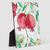 Granatapfel Rote Frucht Aquarellfarben tropische N Fotoplatte (Seite)