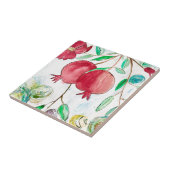 Granatapfel, rote Früchte Küche Aquarellkost Fliese (Seite)