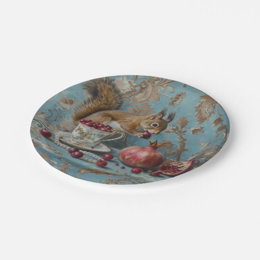 Granatäpfel - Rundpapier-Teller Pappteller (Schrägansicht)