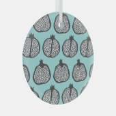 Granatapfel-Scheiben: Schwarzes Aqua-Muster. Ornament Aus Glas (Vorderseite Rechts)