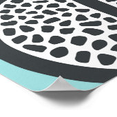 Granatapfel-Scheiben: Schwarzes Aqua-Muster. Poster (Ecke)