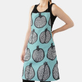 Granatapfel-Scheiben: Schwarzes Aqua-Muster. Schürze (InSitu)