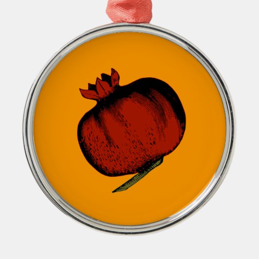 Granatapfel Silbernes Ornament (Vorne)
