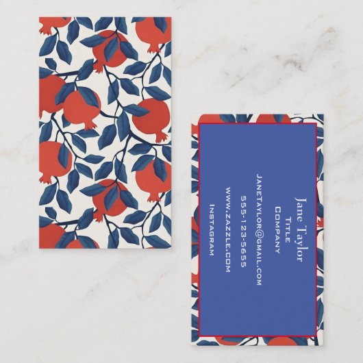 Granatapfel Telefonnummerkarte (Vorne/Hinten)