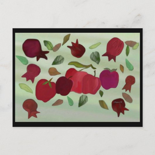 Granatäpfel und Äpfel Sweatjahrs Postkarte (Vorderseite)
