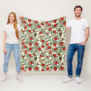 Granatäpfel und Bella Moths auf weißem Boden Fleecedecke