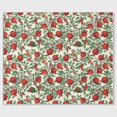 Granatäpfel und Bella Moths auf weißem Boden Geschenkpapier (Flach)