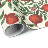 Granatäpfel und Bella Moths auf weißem Boden Geschenkpapier (Rolleneckpunkt)