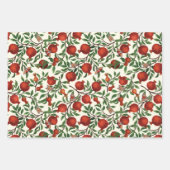 Granatäpfel und Bella Moths auf weißem Boden Geschenkpapier Set (Vorderseite 3)