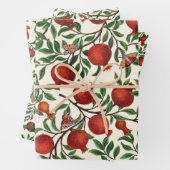 Granatäpfel und Bella Moths auf weißem Boden Geschenkpapier Set (Beispiel)