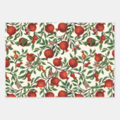 Granatäpfel und Bella Moths auf weißem Boden Geschenkpapier Set (Vorderseite)