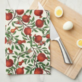 Granatäpfel und Bella Moths auf weißem Boden Geschirrtuch (Viertel Falte)