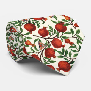 Granatäpfel und Bella Moths auf weißem Boden Krawatte