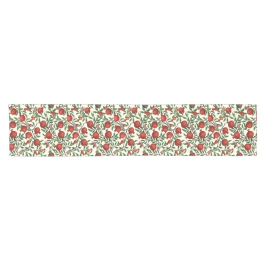 Granatäpfel und Bella Moths auf weißem Boden Kurzer Tischläufer (Horizontal)