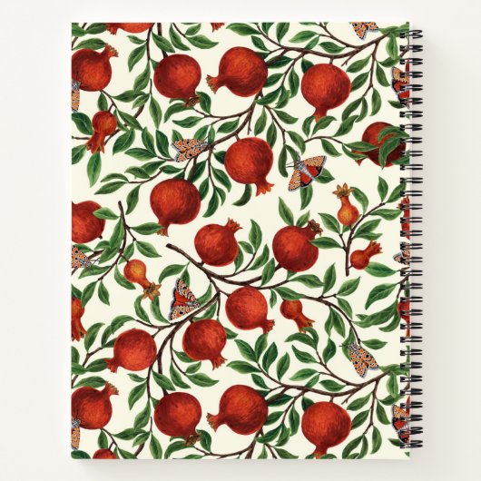 Granatäpfel und Bella Moths auf weißem Boden Notizblock (Rückseite)