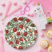 Granatäpfel und Bella Moths auf weißem Boden Pappteller (Party)