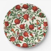 Granatäpfel und Bella Moths auf weißem Boden Pappteller (Vorderseite)