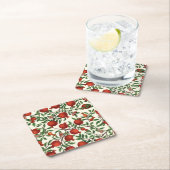 Granatäpfel und Bella Moths auf weißem Boden Rechteckiger Pappuntersetzer (Vor Ort)