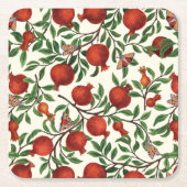 Granatäpfel und Bella Moths auf weißem Boden Rechteckiger Pappuntersetzer (Vorderseite)