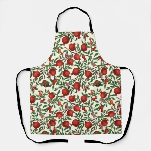 Granatäpfel und Bella Moths auf weißem Boden Schürze (Vorderseite)