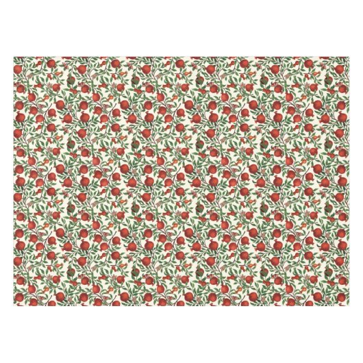 Granatäpfel und Bella Moths auf weißem Boden Tischdecke (Vorderseite (Horizontal))