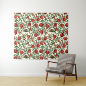 Granatäpfel und Bella Moths auf weißem Boden Wandteppich (Beispiel (Horizontal))