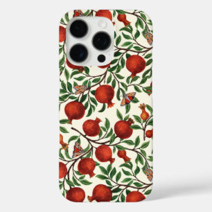 Granatäpfel und Bella-Motten auf weiß-grau iPhone 16 Pro Hülle