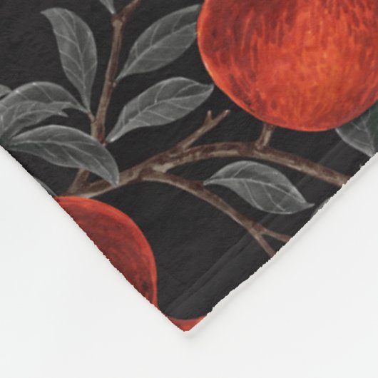 Granatäpfel und Bella-Motten in Rot und Grau Fleecedecke (Ecke)
