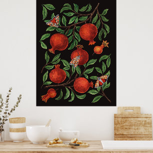 Granatäpfel und Bella-Motten Poster