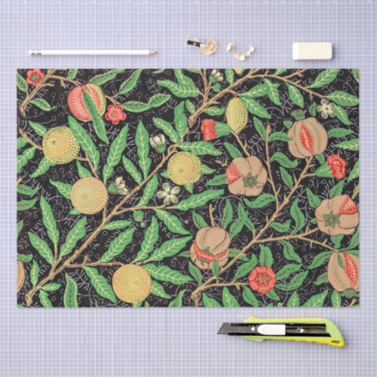 Granatäpfel und Blume an Zweigstellen Seidenpapier (Handwerk)