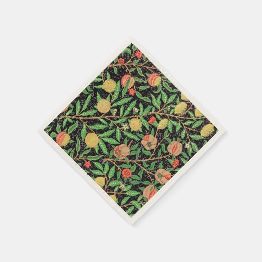 Granatäpfel und Blume an Zweigstellen Serviette (Ecke)