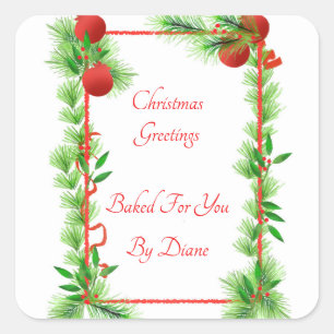 Granatapfel-und Kiefern-Aufkleber Quadratischer Aufkleber