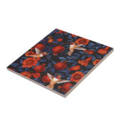 Granatapfel und Kolibris/blaue Blätter auf schwarz Fliese (Seite)